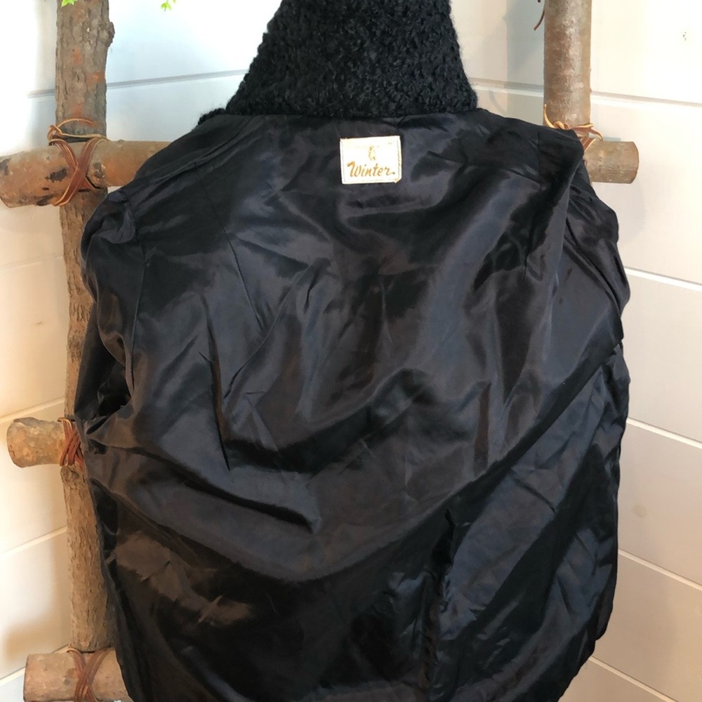 VTG Curly Wool 40-50’s Chopped Lined Pea Coat Winter Coat Size M EUC VTG Retro - Picture 9 of 14